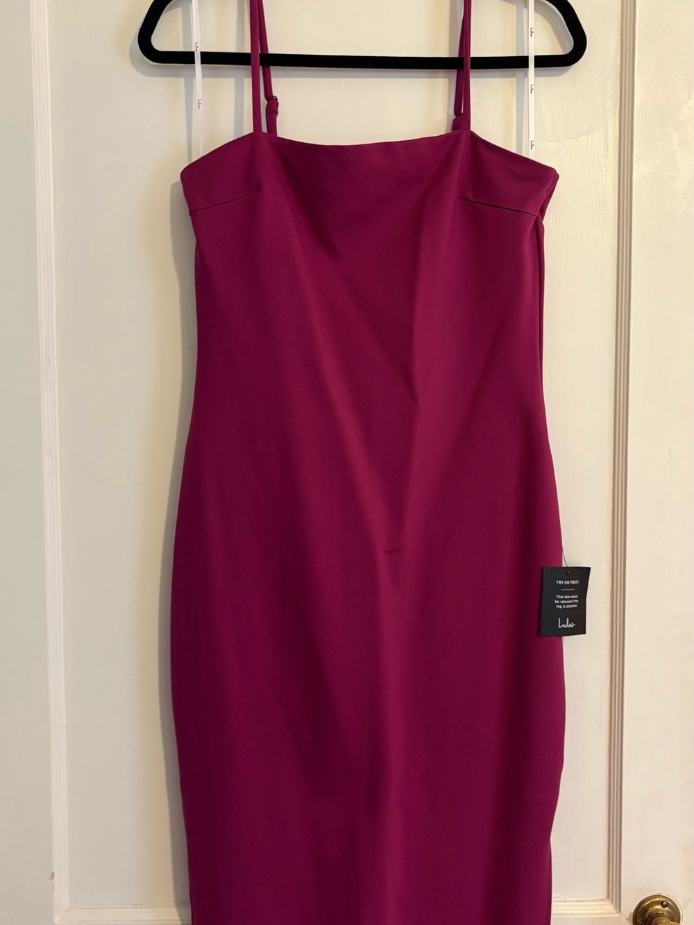 Lulu's Magenta Spaghetti-Strap Sheath Mini Dress